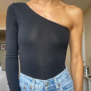 Topshop Black One Shoulder Bodysuit